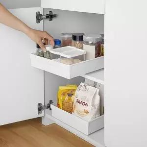 ( )히키스 와이드 슬라이딩 싱크대 무타공 HKA010 양념통 하부장 레일 정리선반