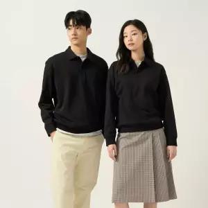 빈폴 BEANPOLE [FW25]더블니트 칼라넥 스웨트 셔츠 - 블랙 BC5841C015_LL