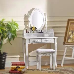 엔틱 화이트 인테리어 세트 입식 화장대 안 서랍 서랍장