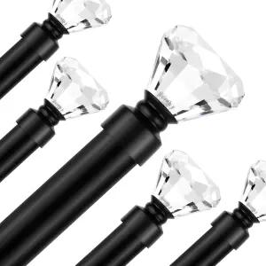 창문용 레푸섬 커튼봉 30-40인치 크리스털 다이아몬드 마감재가 있는 검은색 직경 1인치 장식 세트 1팩