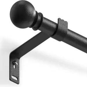 5/8인치 커튼봉 28~44인치 조절 가능한 직경의 작은 세트 슬라이딩 유리문 파티오 침실 주방 블랙