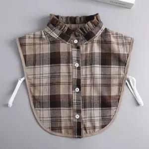 클래식 체크 레이어드 카라 셔츠 페이크 카라 유니폼