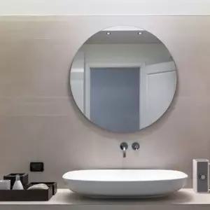 노프레임 600 거울 벽 인테리어 디자인 욕실 원형거울