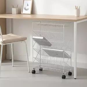 히키스 스틸 트롤리 이동식 책꽂이 매장 공간활용 북카트 책상밑수납 HTB1