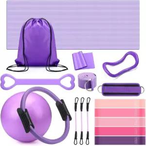 여성 필라테스 링 및 볼 발목 저항성 밴드 요가 스트랩 양말 매트 팔 스트레칭 라텍스 튜브 짐 백백 운동