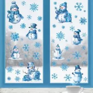 인테리어소품 스노우맨 윈도우 창문 눈꽃 벽스티커 시트지 꾸미기 화이트 산타 크리스마스