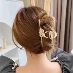 큐빅 큰 올림 머리 긴 집게 핀 반묶음 플라워 헤어 꽃