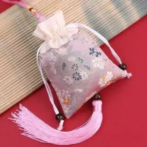 (색상 분홍색(d))전통 고풍 스런 노리개 복주머니 분홍색 방향 향낭 소품 한복주머니 파우치 미니 추석