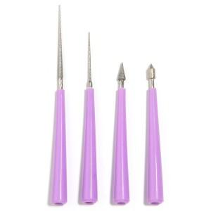 4스타일 리머 비드 보라색 다이아몬드 진주 유리 구슬 바늘 파일 세트 구멍 확대기 도구