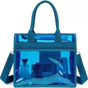 여성용 팸마트 이리데센트 클리어 비치백 대형 풀 토트 크루즈 휴가 필수품 - 방수 지퍼 잠금 장치