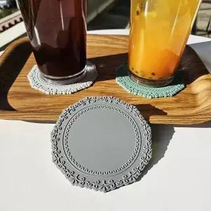 [골드스마일]실리콘 컵 그레이 코스터 원형 컵코스터 컵받침