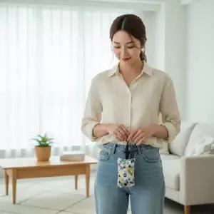 휴대용 접이식 에코백 가벼운 장보기 가방 키링 미니 장바구니