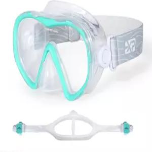 스쿠버 다이빙 마스크 - 안개 방지 수영 고글 코 커버가 있는 전문 스노클링 기어 남성용 패브릭 스트랩이