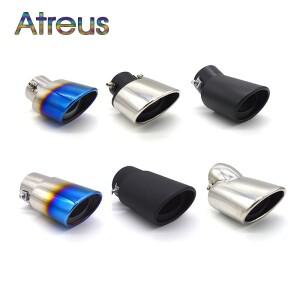 Atreus 범용 자동차 배기 머플러 팁 스테인레스 스틸 파이프 크롬   리어 호환 테일 스로트 라이너 액세서