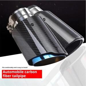 범용 자동차 광택 탄소 섬유 머플러 팁 배기 시스템 파이프 노즐 스트레이트 스테인레스 블랙