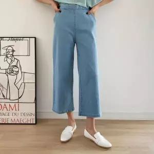 [다잇템] 여성 넓은 탱크 티버드 고무줄 일상 청바지