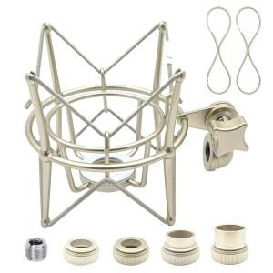 [미국배송] 2020년 쇼크 마운트 유니버설 마이크 홀더 스파이더 레코딩 쇼크마운트 스탠드 로드 NT1-A NT2-A 프로카스터 MXL 990 770 U87(샴페인)과 같은 많은 콘덴서 마이크와 호환 가능