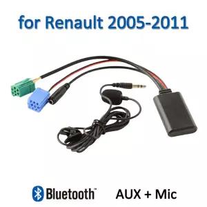 자동차 블루투스 모듈 AUX IN 오디오 MP3 음악 어댑터 마이크 핸즈프리 미니 ISO 6 핀 케이블 르노