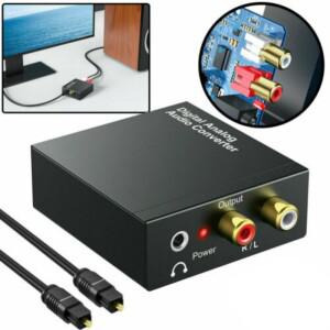 디지털-아날로그 오디오 변환기 광학 Toslink 동축-RCA 어댑터(3.5MM 헤드폰 잭 포함) 디지털 광 동축