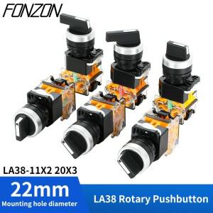 22mm LA38-11X2 20X3 셀렉터 스위치 1NO1NC/2NO/2NC 2/3 기어 로터리 노브 자동 잠금/자동 재설정 순간 래
