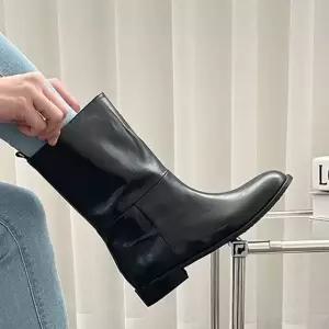 둥근코 통넓은 하프기장 하비커버 여성 미들부츠 4fY