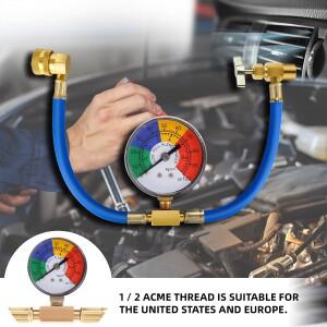 R134A 냉매 충전 호스 키트 자동차 에어컨용 압력 게이지 자체 밀봉 밸브 1/2 인치