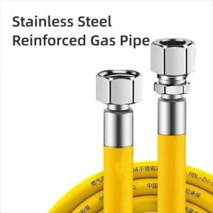 폭발 방지 천연가스 파이프 0.5/1/1.5/2/2.5m 방탄 가스 라인 설치용 플렉시블 강철 건조기 호스 키트