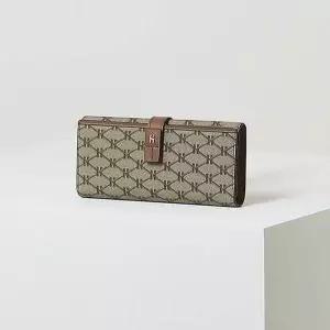 [헤지스](대구신세계)[HAZZYS ACC] 브라운 로고패턴 가죽 장지갑HIWA6E883W2