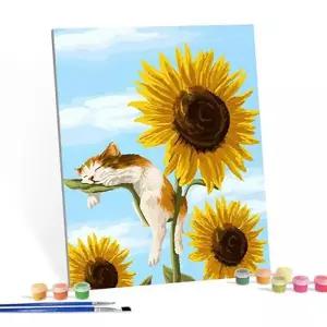 [아트박스]/아이러브페인팅 DIY 명화 그림그리기 세트 해바라기와 고양이 40x50