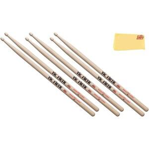 빅 퍼스 아메리칸 클래식 5A 우드팁 드럼스틱 - 오스틴 바자 광택 천이 포함된 3팩