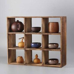 원목 다기 진열대 인테리어 장식 다도 수납장 컵 진열