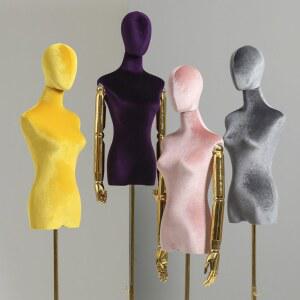 옷걸이 상반신 촬영 핑크 다채로운 벨벳 플리스 골드 헤어 마네킹 의류매장 마네킨