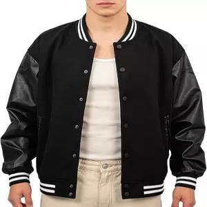 남성용 바시티 자켓 봄버 레터맨 점퍼 레더 소매 배색 빈티지 스타일 경량 스타디움 봄가을 간절기 캐주얼