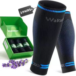 웨이크피트 3쌍 남녀용 종아리 압박 슬리브 달리기 하이킹 스포츠용 다리