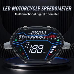 디지털 바이크 오토바이 속도계 흰색 백라이트 멀티 LED 대시 보드 RPM EX5 Class1 CX DX Honda Wave C100