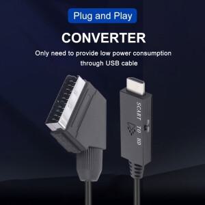 1m 비디오 컨버터 어댑터 스카트-HDMI 호환 1080P DC 5V 마이크로 USB 케이블 셋톱박스용 액세서리