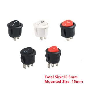 소형 라운드 보트 로커 스위치 KCD1 직경 16.5mm 블랙 미니 2 핀 3 ON-OFF KCD1-105 10 개
