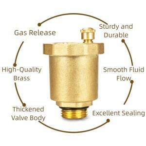 황동 재질 자동 배기 릴리스 밸브 표준 수나사 작동 태양열 온수기