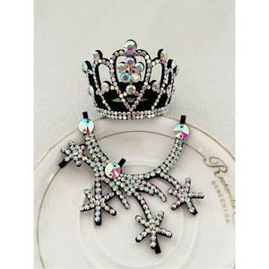 티아라 무용 세트 브라이트레드 장식 발레 왕관 헤어링 올림머리 피겨스케이팅 모던댄스 리듬체조 악세서리