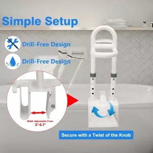BEEYEO 조절식 욕조 안전 레일 노인 장애인을 위한 미끄럼 방지 손잡이가 있는 샤워 그립 바 손잡이