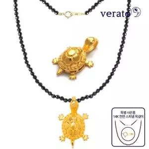 베라토 24K 순금 볼륨 거북이 팬던트 3.75g +14K 블랙 스피넬 목걸이