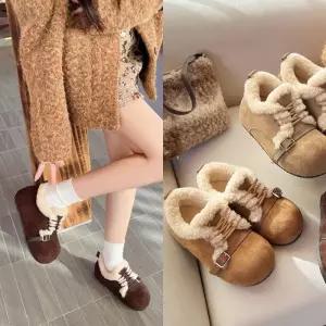 [디작소]여성 겨울 3color 기모 뽀글 털 버클 단화 부츠 (43264506)