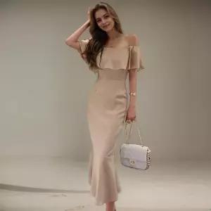 원피스 스커트 롱 보트넥 여자쉬폰원피스 힙스터 ible1