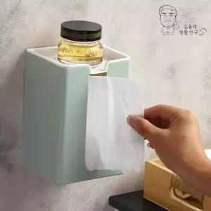 벽부착 무타공 티슈랙 키친타올 행주 롤비닐 다용도통 티슈케이스 각티슈