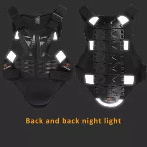 RIDBIKER 가슴 보호대 오토바이 더트 바이크 기어 방탄 조끼 척추 오프로드용 (야간 반사) (블랙 S)