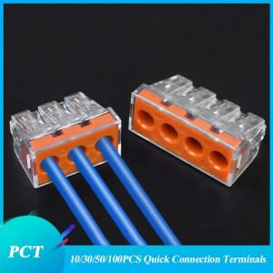 10/30/50/100pcs 범용 컴팩트 와이어 배선 커넥터 레버 도체 터미널 블록 102/103D/104D/104/106/108