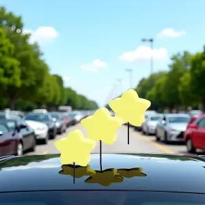 3Pcs 옐로우 스타 자동차 안테나 토퍼 - 주차장에서 쉽게 찾을 수 있는 차량 볼 외장 액세서리(2.9 *