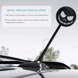 SHMZK 2 PCS 자동차 안테나 토퍼 재미있는 할로윈 해골 으스스한 스마일 에어리얼 볼 얼굴 대부분의 차량용