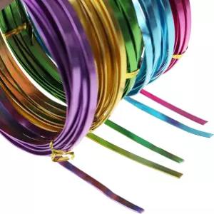 보석 제작 DIY 조각 전기자 및 공예를 위한 5롤 5mm 너비의 다양한 색상의 평평한 알루미늄 와이어