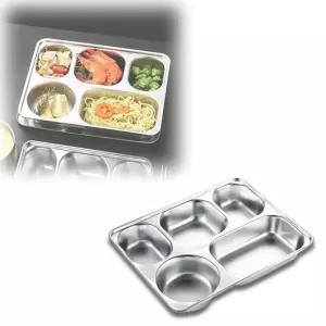 어린이집 스텐 급식판 4찬 5구 유치원 가정용 유아 키즈 배식 식기 캠핑 야외 야유회 휴대용 반찬 그릇
